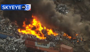 Ironman Scrap Metal fire: Crews responding to fire at recycling facility on Goodyear Drive, SkyEye13 shows