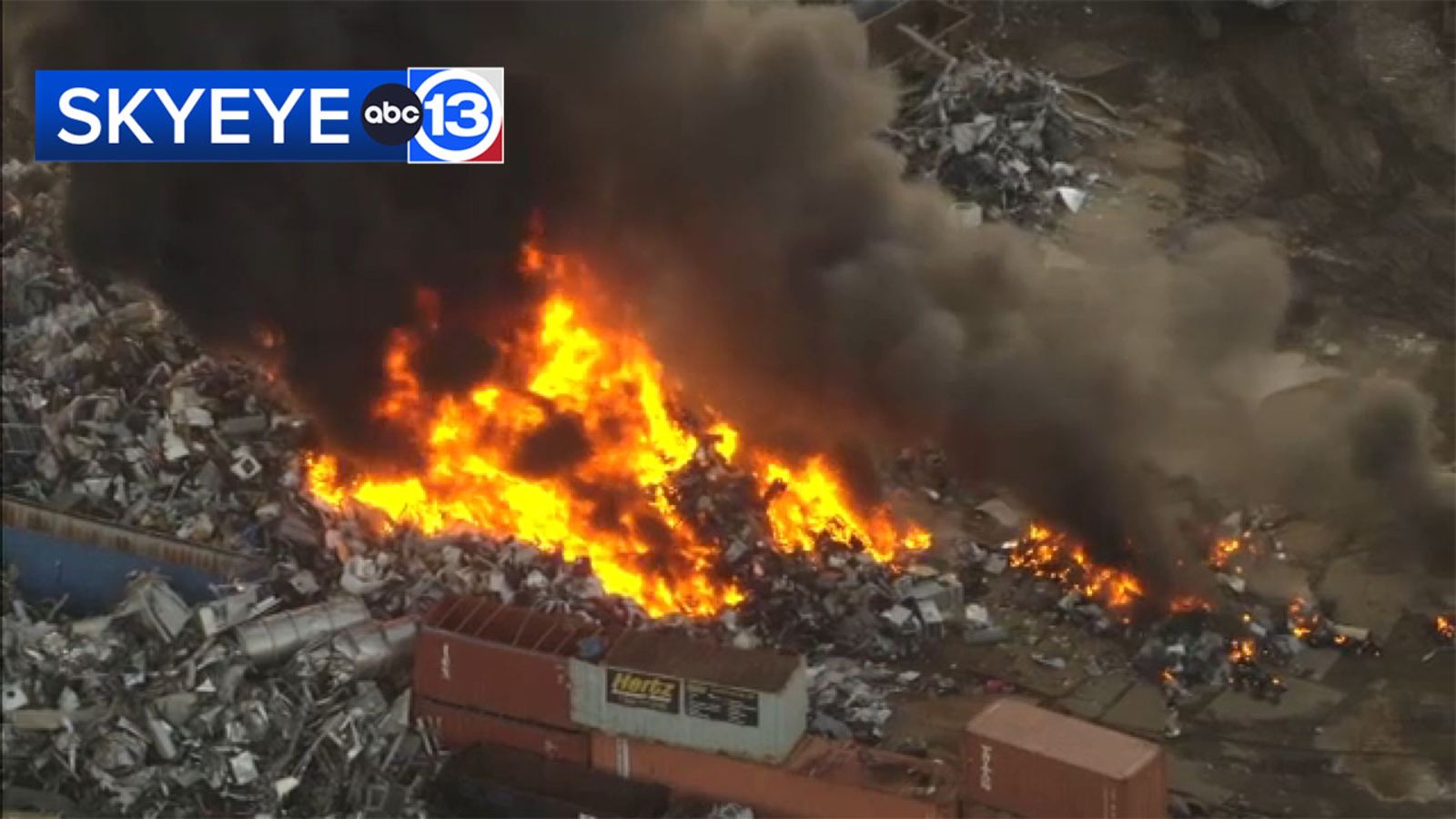 Ironman Scrap Metal fire: Crews responding to fire at recycling facility on Goodyear Drive, SkyEye13 shows