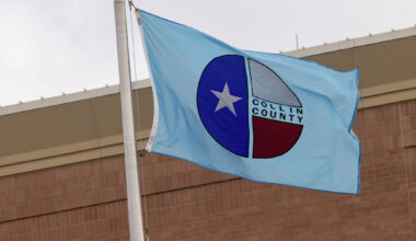 The Collin County flag flies over the Collin County Courthouse on Tuesday, June 9, 2026. 