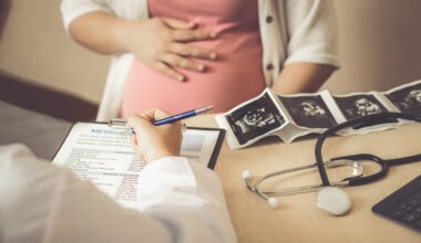 pregnant mother at doctors office