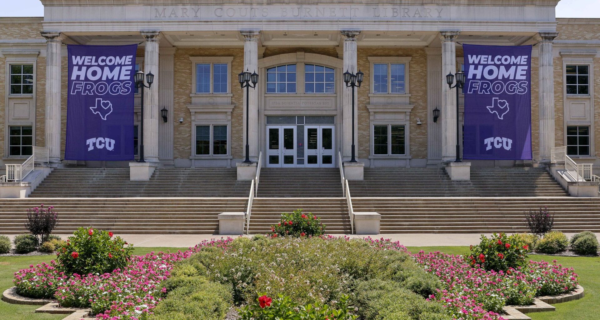 The Mary Couts Burnett Library pictured on the campus of TCU on Aug. 5, 2025, in Fort Worth.