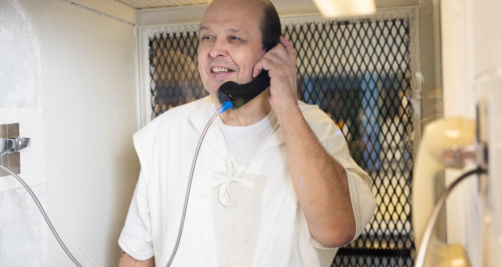 Robert Roberson, an East Texas man facing execution for the death of his 2-year-old daughter, smiles durning an interview with the Dallas Morning News at the TDCJ Polunsky Unit in Livingston, TX on Wednesday, Sept. 3, 2025.