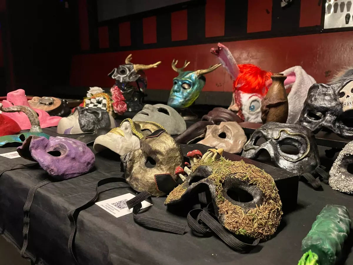 Masquerade masks on display at Elysium.