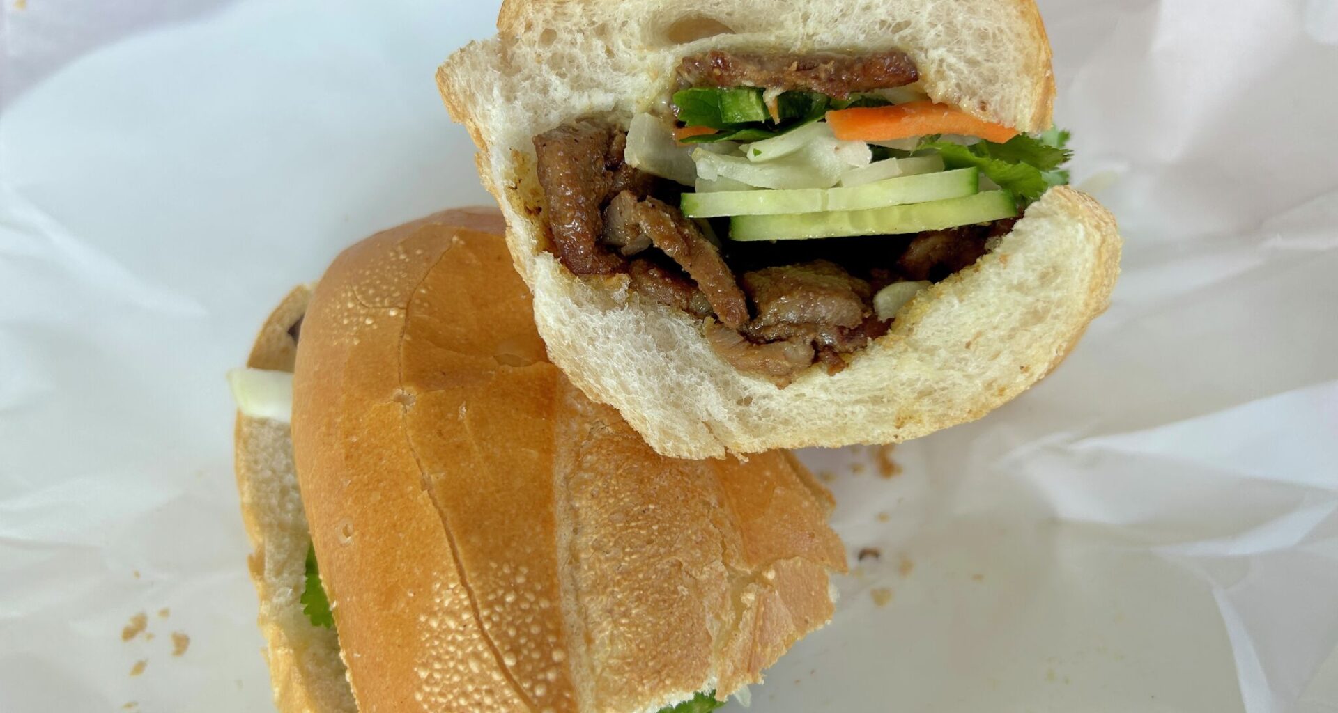 Grilled pork banh mi from Banh Mi 102.