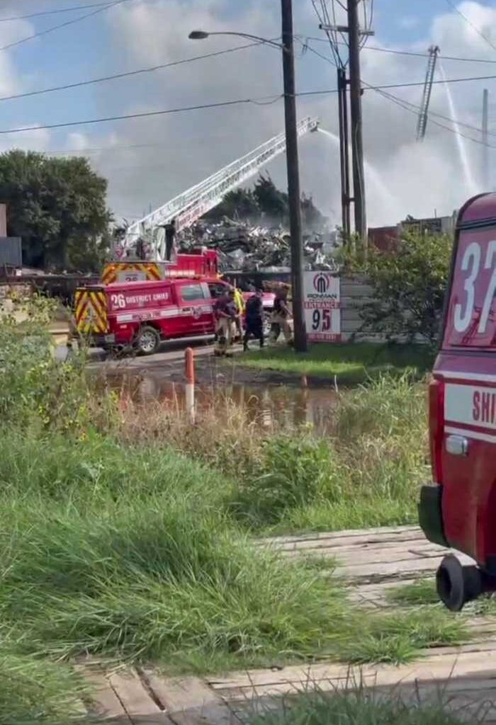 Houston firefighters battle scrap metal fire at Ironman Metals near Highway 225