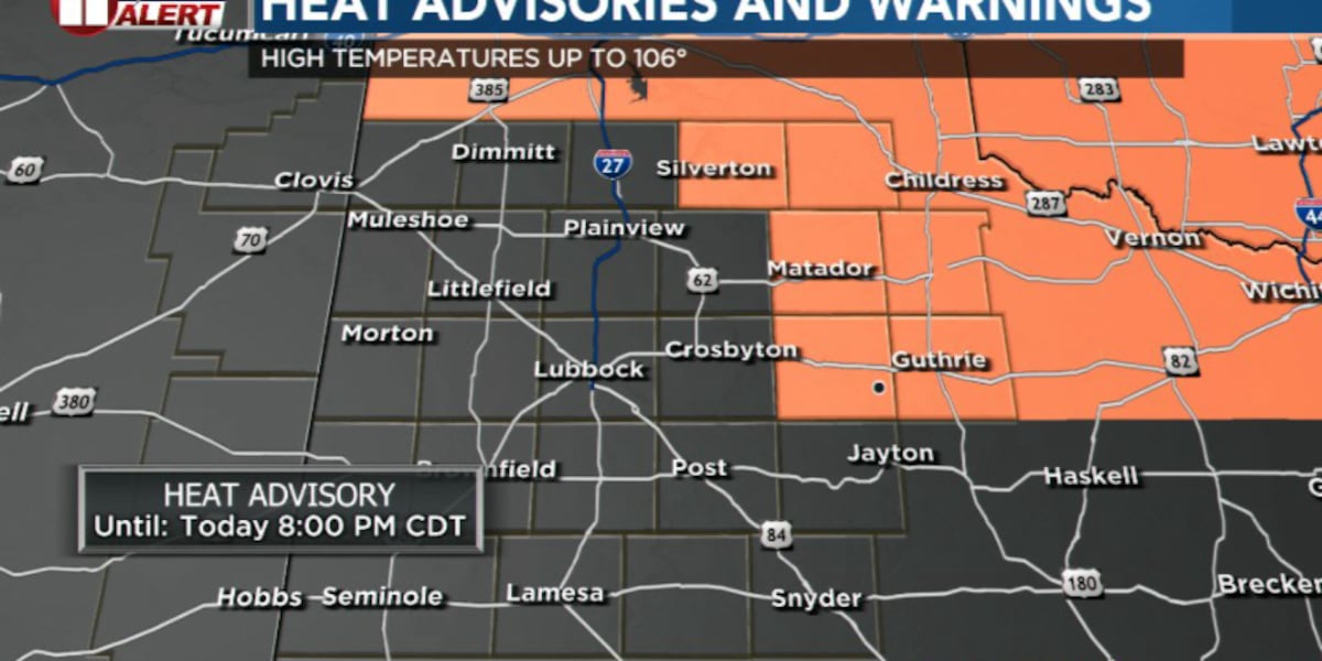 Heat Advisory in effect; Isolated storms possible on Caprock