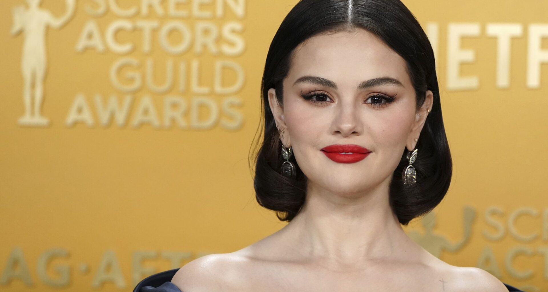 Selena Gomez arrives at the 31st annual Screen Actors Guild Awards on Sunday, Feb. 23, 2025, at the Shrine Auditorium in Los Angeles. (Photo by Jordan Strauss/Invision/AP)
