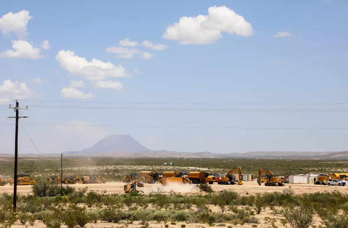 A contractor staging site under development pictured on Aug. 12, 2026, north of Terlingua, Texas. Southwest Valley Constructors has been awarded a $1.7 billion federal contract for the Big Bend National Park project.