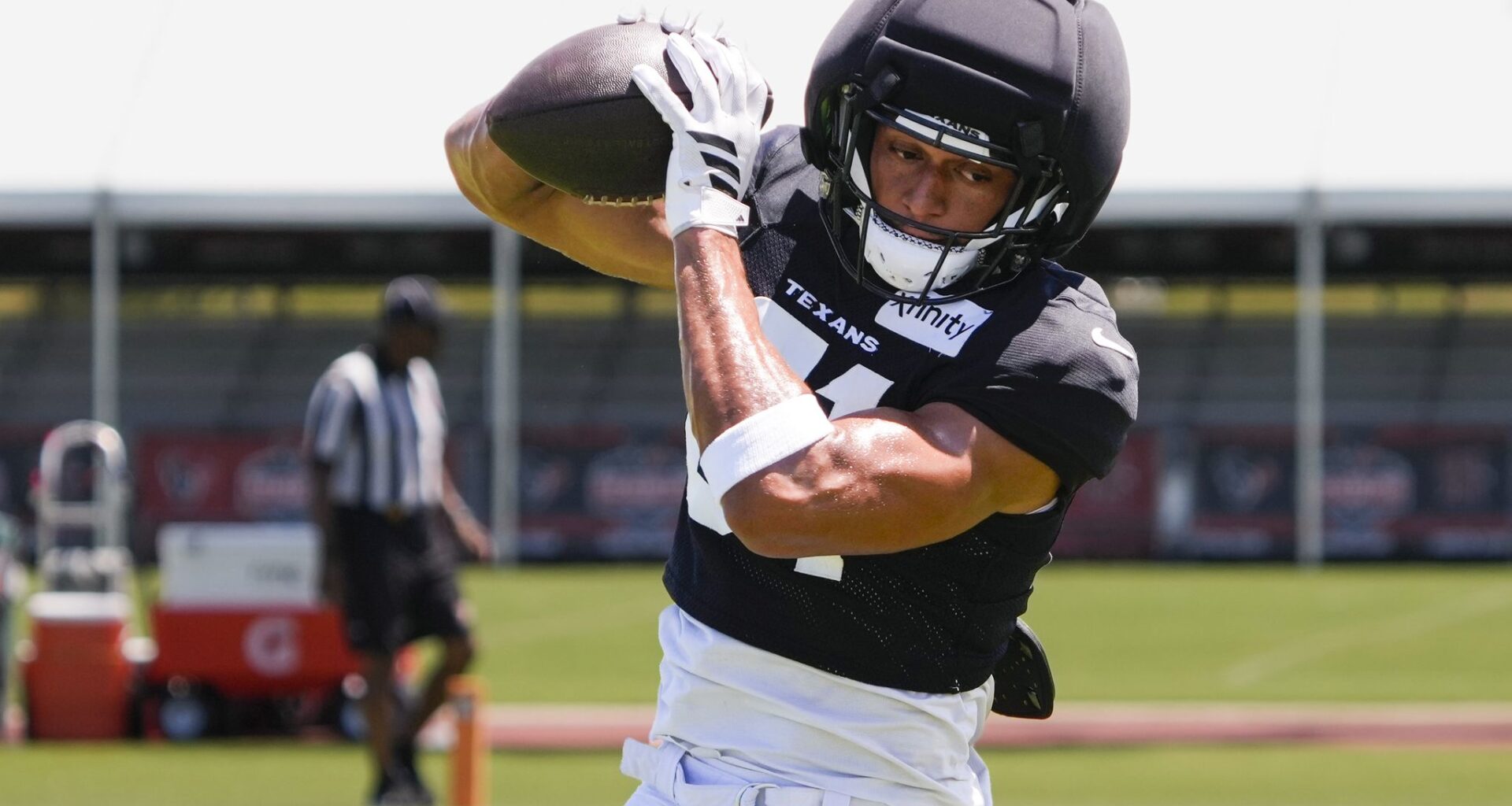 Houston Texans receiver Jayden Higgins injured in practice session