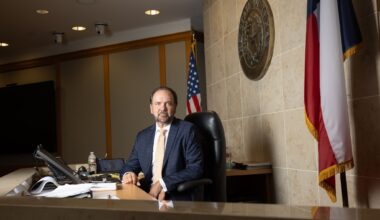 Judge John Roach Jr., the presiding judge of the 296th District Court, poses for a photo in his courtroom in the Collin County Courthouse in McKinney, TX, Friday, June 12, 2026. Roach presided over the Karmelo Anthony murder trial.