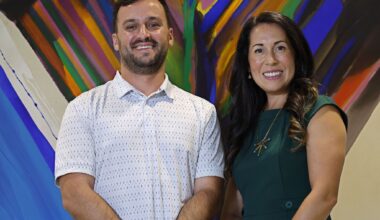 Robert Taylor, board chair of The Educator Collective and managing principal of The Apartment Group poses for a photo with Alejandra Barbosa, CEO of The Educator Collective, Monday, Aug. 17, 2026, in Dallas.
