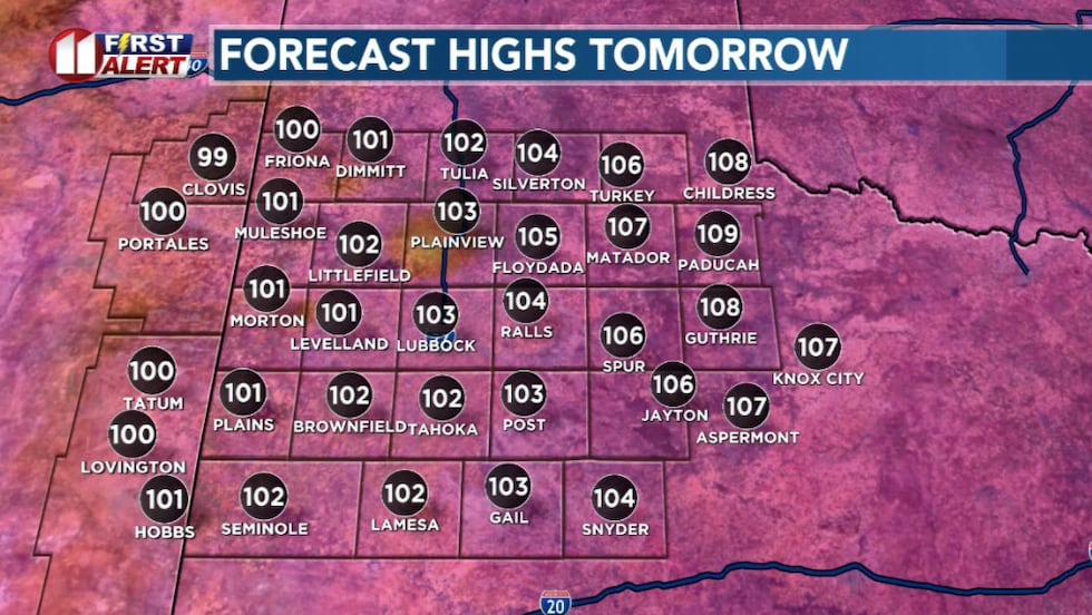 Highs are expected to be even hotter tomorrow