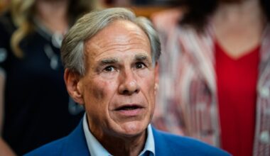 Texas Governor Greg Abbott speaks at a press conference addressing foreign influence in public education at the Texas Public Policy Foundation in Austin, Aug. 18, 2026.