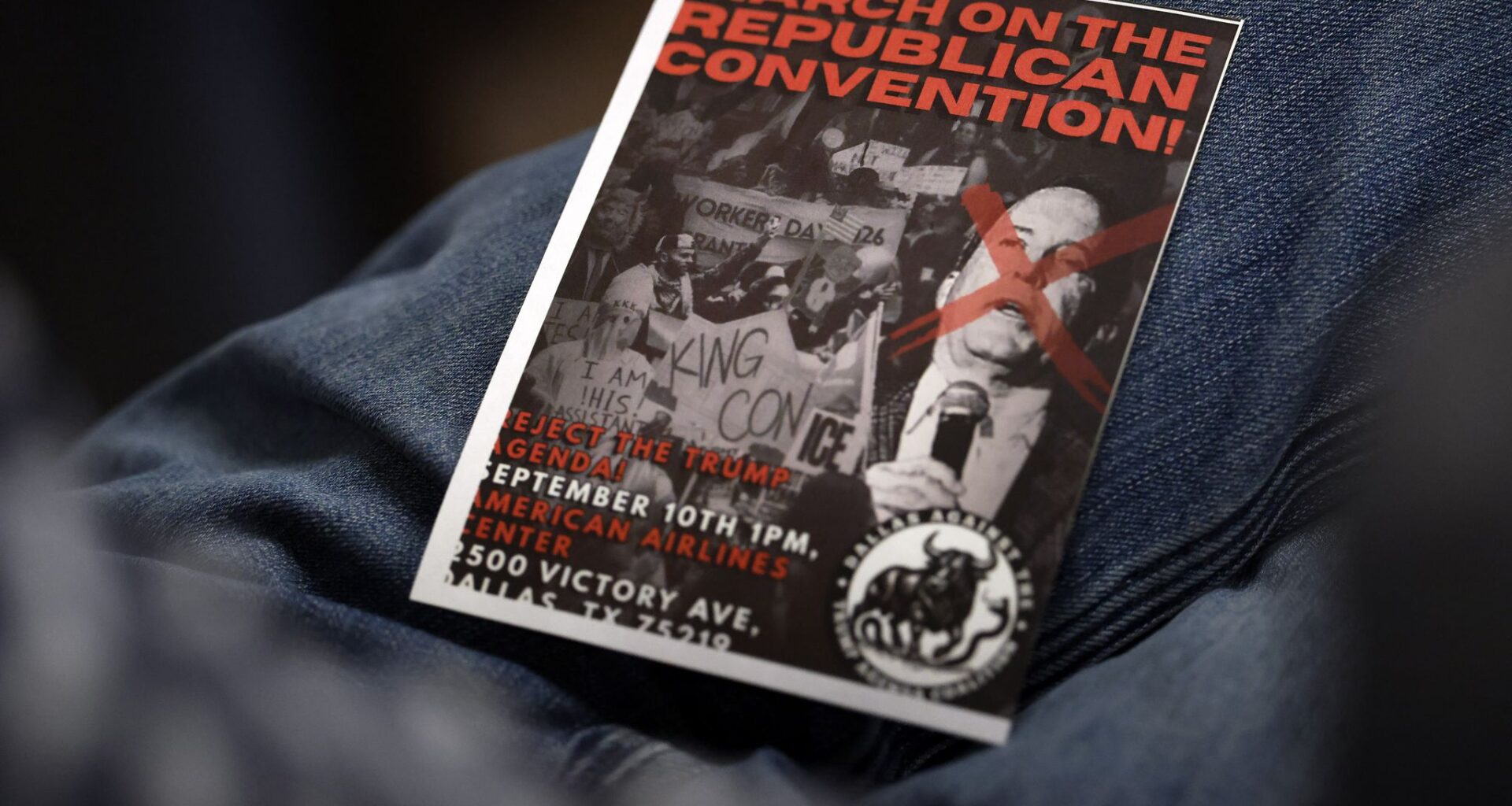 The Dallas Against the Trump Agenda coalition has been handing out this flyer promoting its planned Sept. 10 protest against the Republican convention in Dallas.