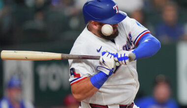 Rangers 1B Jake Burger exits game vs. Angels after hit-by-pitch