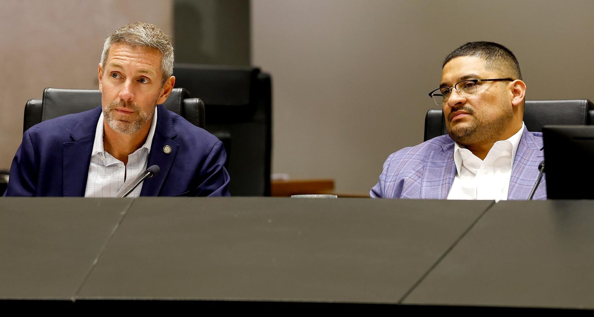 City Council members Chad West, left, and Jaime Resendez.