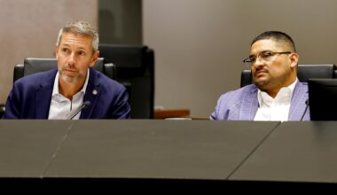 City Council members Chad West, left, and Jaime Resendez.