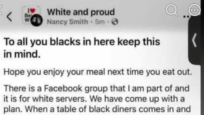 The Facebook post, which was shared widely across social media, claimed members of a Facebook group called “White and Proud” were discussing intentionally tampering with food served to Black customers. Texas Roadhouse and Logan’s Roadhouse were both named in the post. (Original Post)
