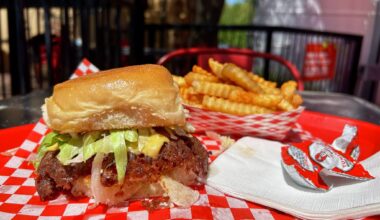 Krazy Katsu serves up smashburgers and seasoned fries from its train car location.