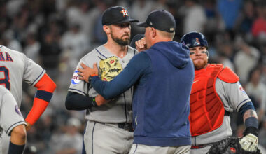 Houston Astros' bullpen hit hard in late innings in loss to NY Yankees