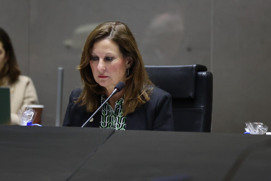 Gay Donnell Willis, City Council District 13, listens to a speaker during the city council meeting Wednesday, Nov. 1, 2023, at Dallas City Hall.