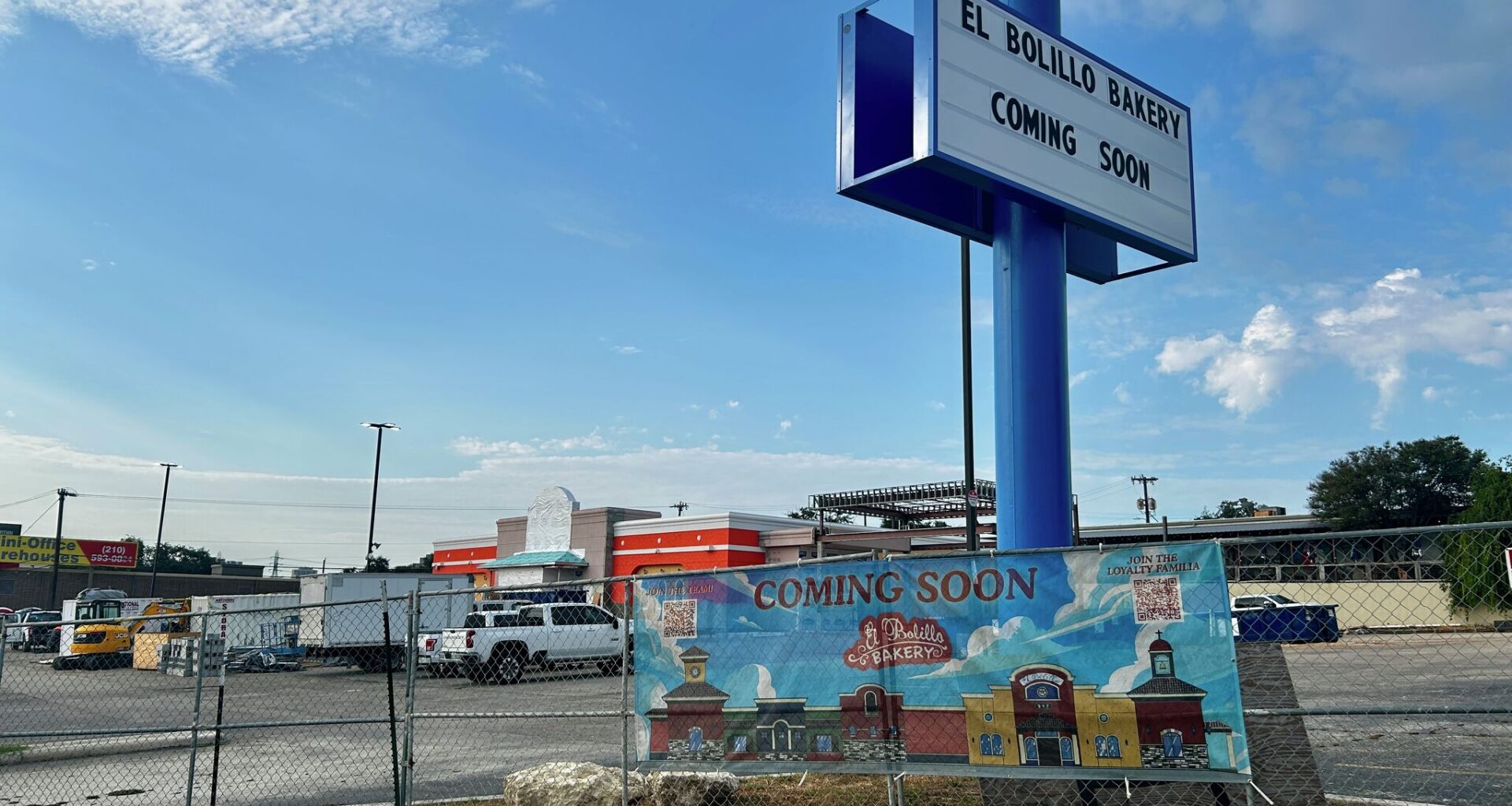 A marquee outside of San Antonio's upcoming El Bolillo Bakery. 