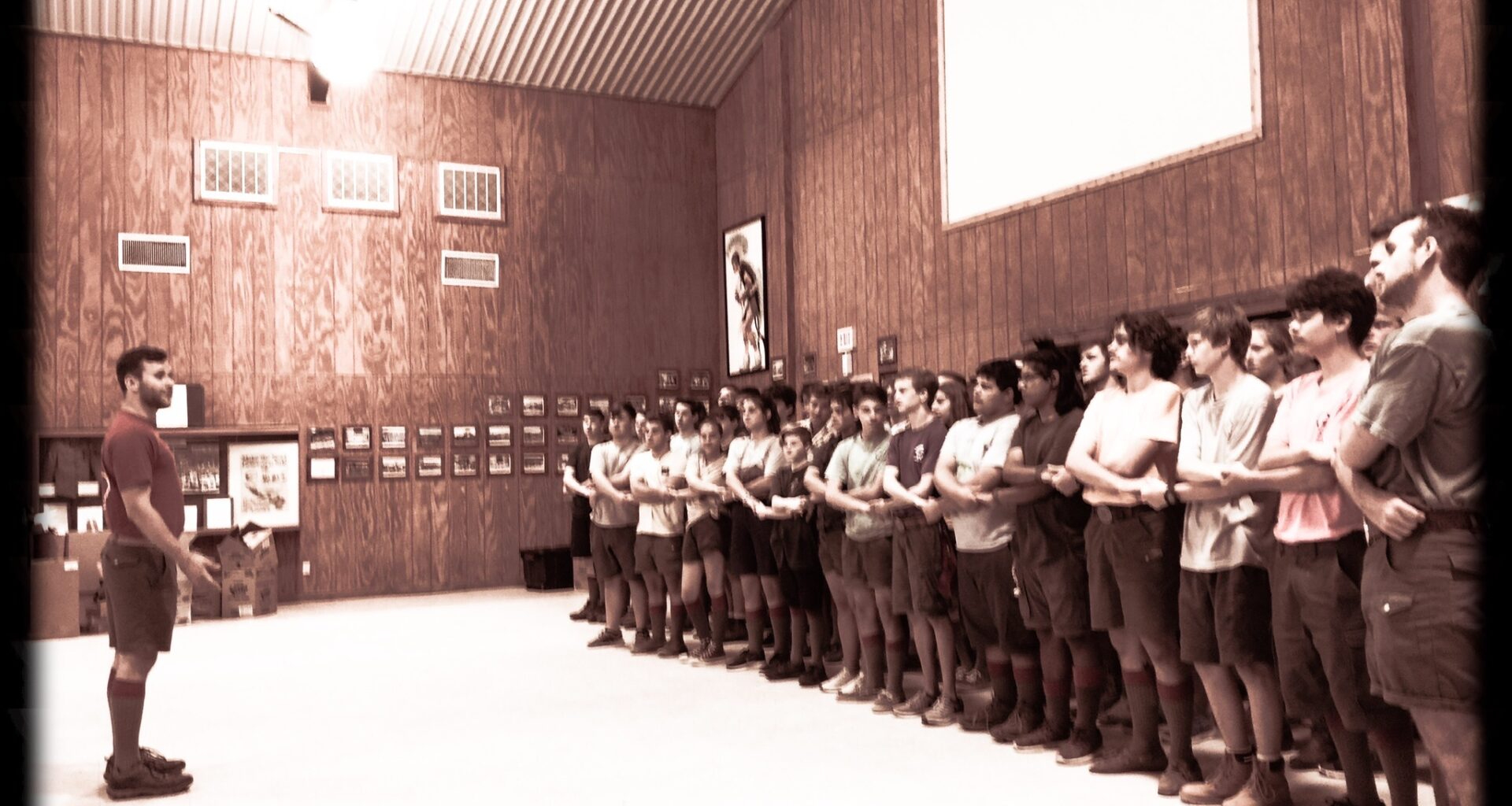 Scouts gather at Worth Ranch in an undated photograph.