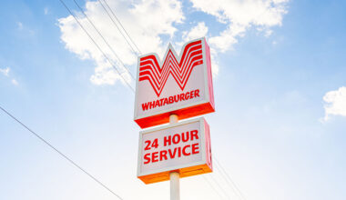 A Whataburger sign is displayed outside of a Whataburger restaurant on August 19, 2026 in Austin, Texas.