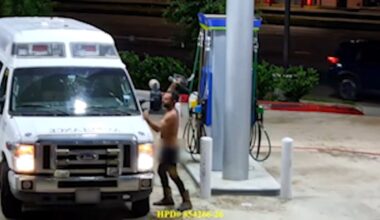 Suspect wanted for allegedly stealing ambulance at gas station on South Gessner Road on 4th of July weekend.