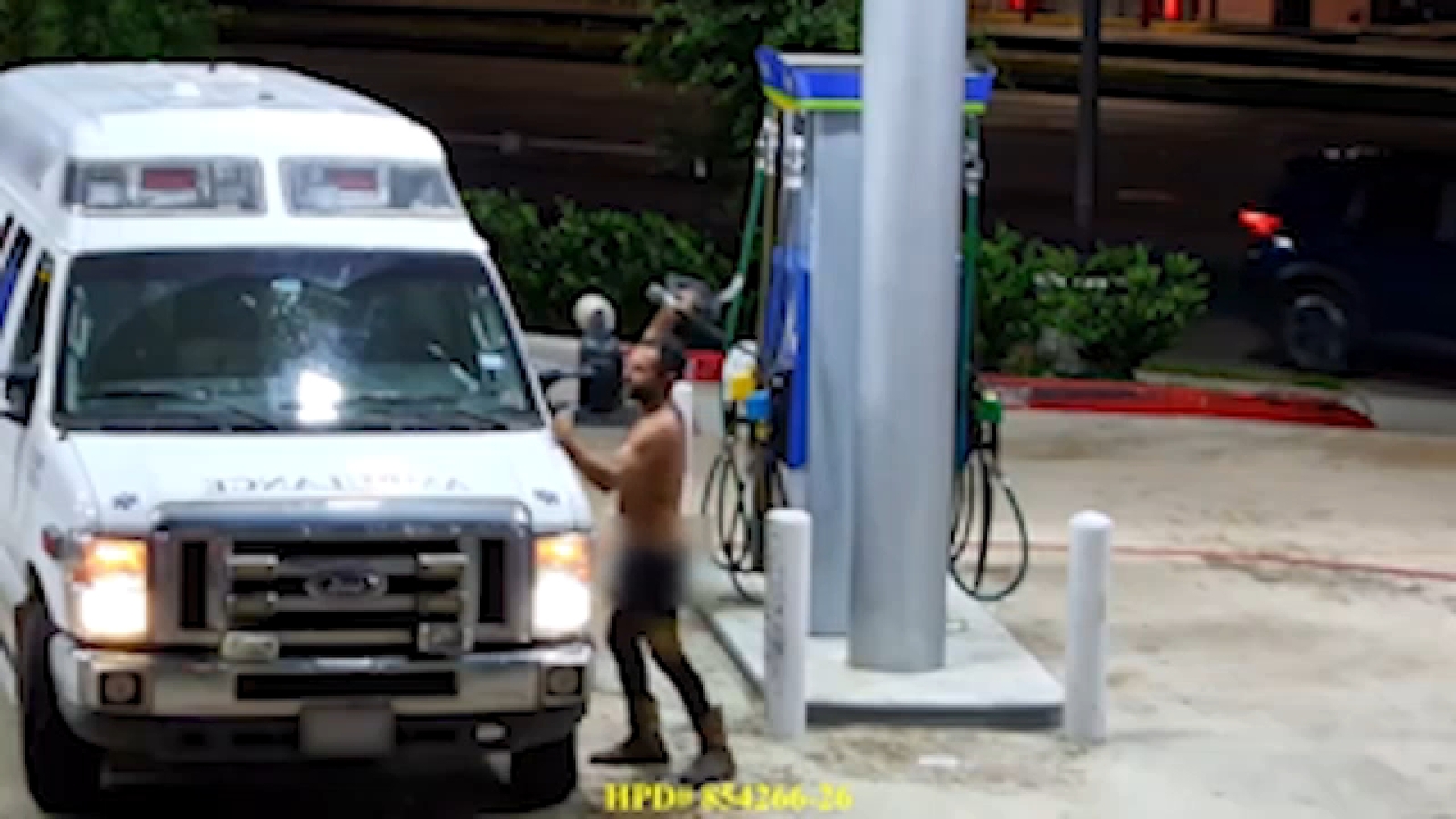 Suspect wanted for allegedly stealing ambulance at gas station on South Gessner Road on 4th of July weekend.