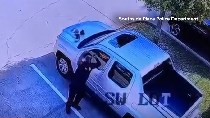 In the video shared with ABC13, the Southside Place police officer is attacked multiple times by the bird.