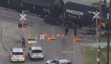HCSO confirms driver killed after trying to go around train track arms before being hit by train heading toward Kuykendahl Road.