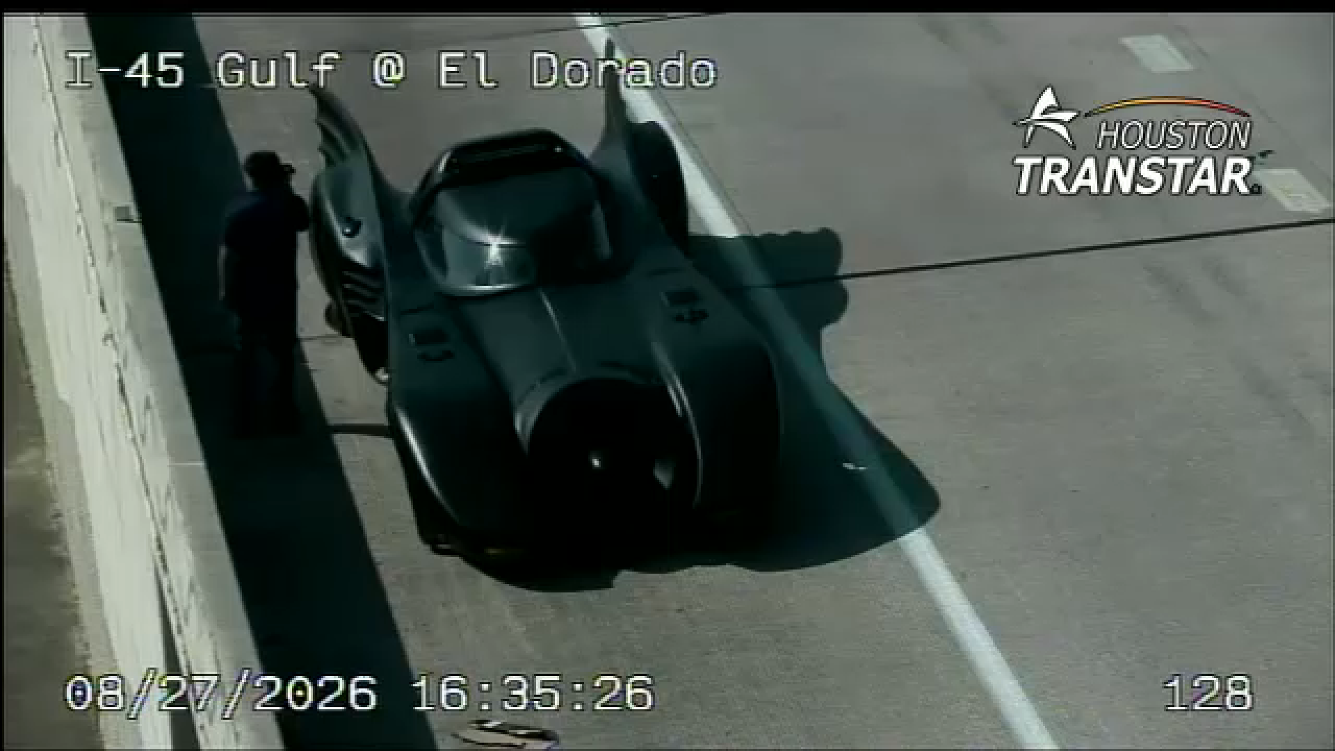 The Batmobile stalled on the Gulf Freeway in Webster on Thursday afternoon.