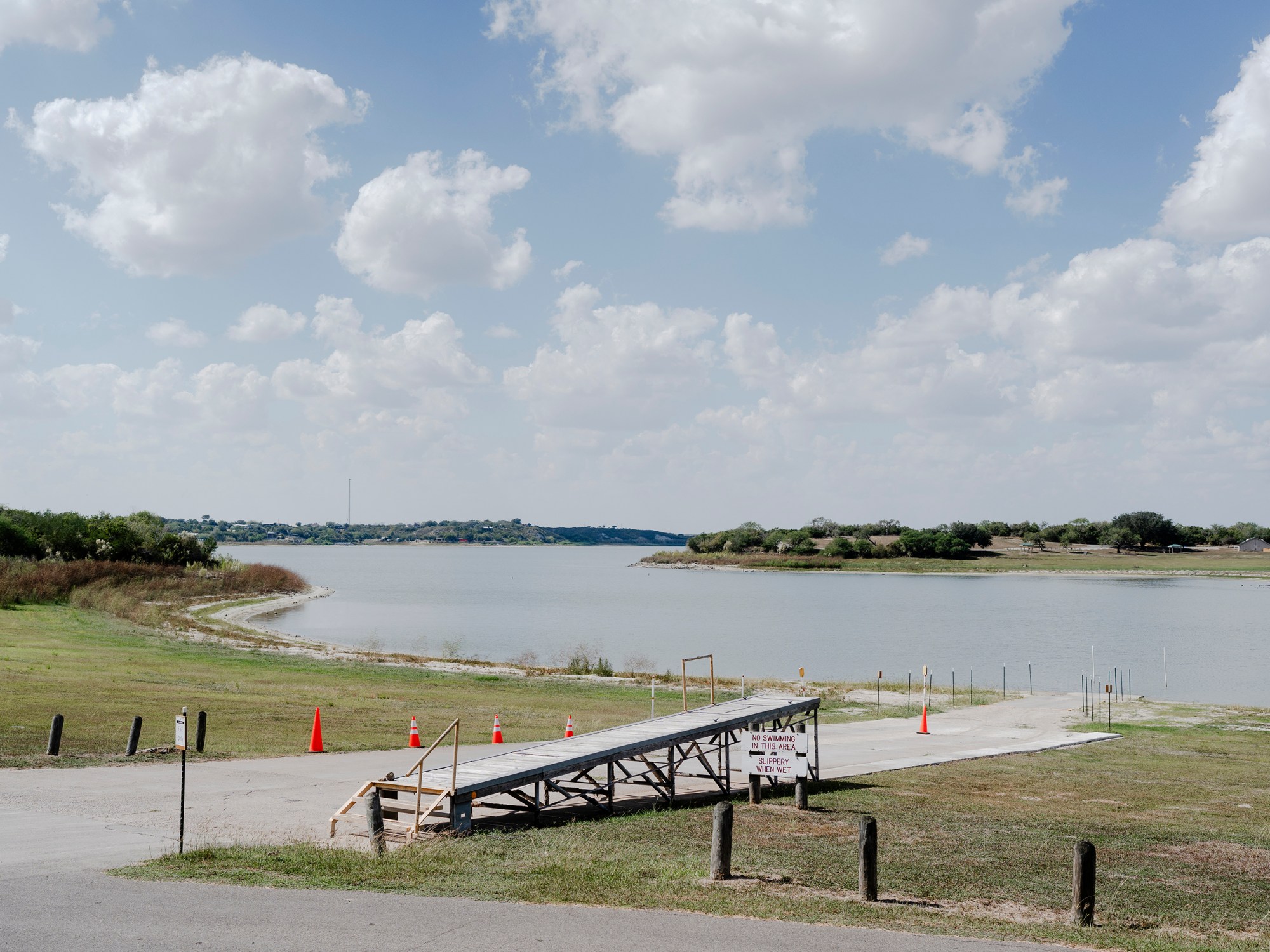 Lake Corpus Christi at 11.8% capacity Oct. 20, 2025. At the time this was the only operational boat ramp out of six in the state park.