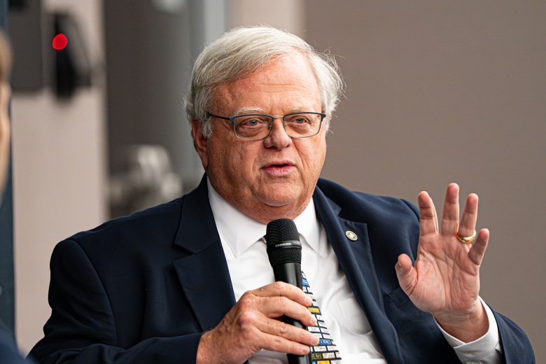 Texas State Senator Paul Bettencourt answers questions during a live event hosted by The Texas Tribune at Lone Star College Conference Center Wednesday, Oct. 29, 2025, in Houston. (Douglas Sweet Jr for The Texas Tribune)