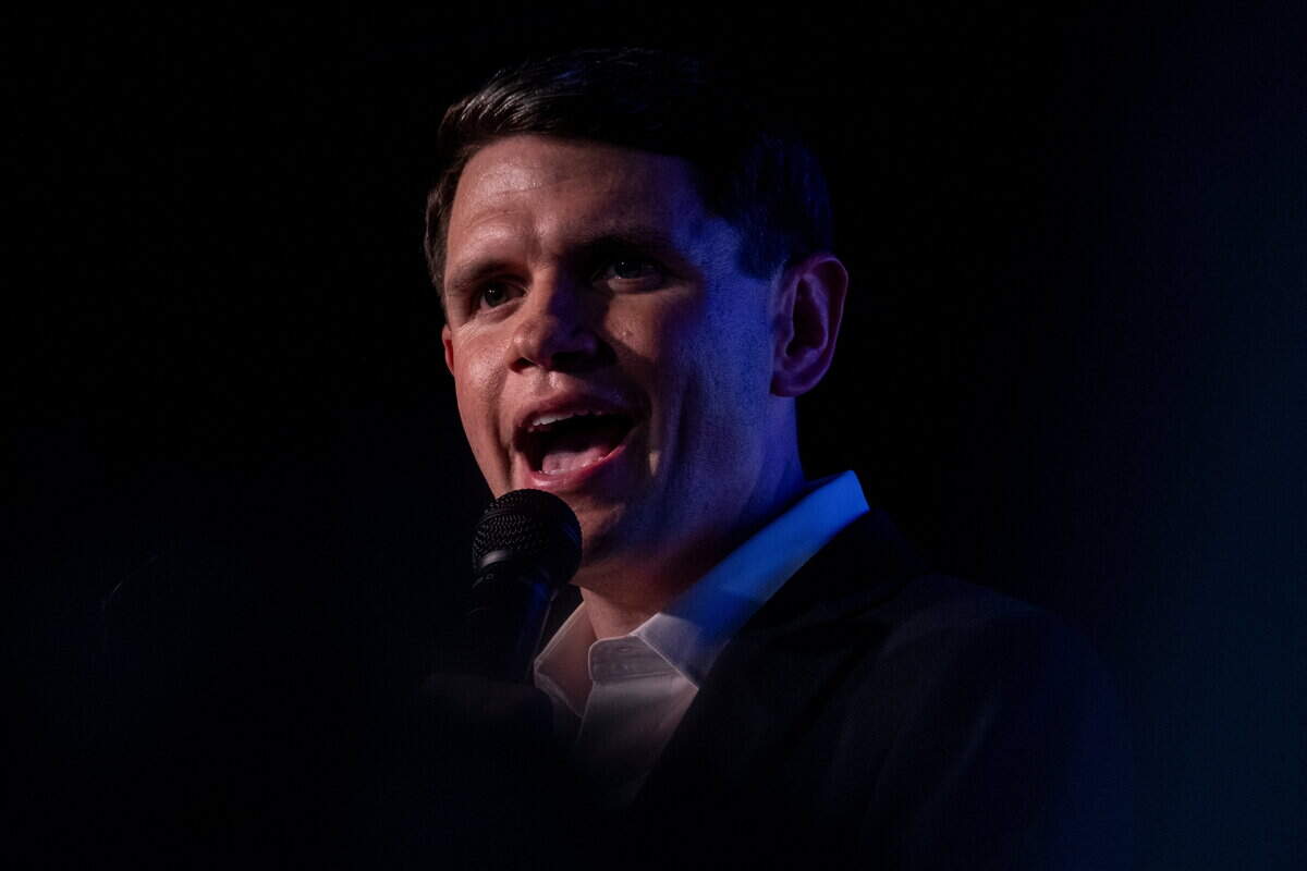 Democratic Senate candidate James Talarico speaks during a rally in San Antonio in May.