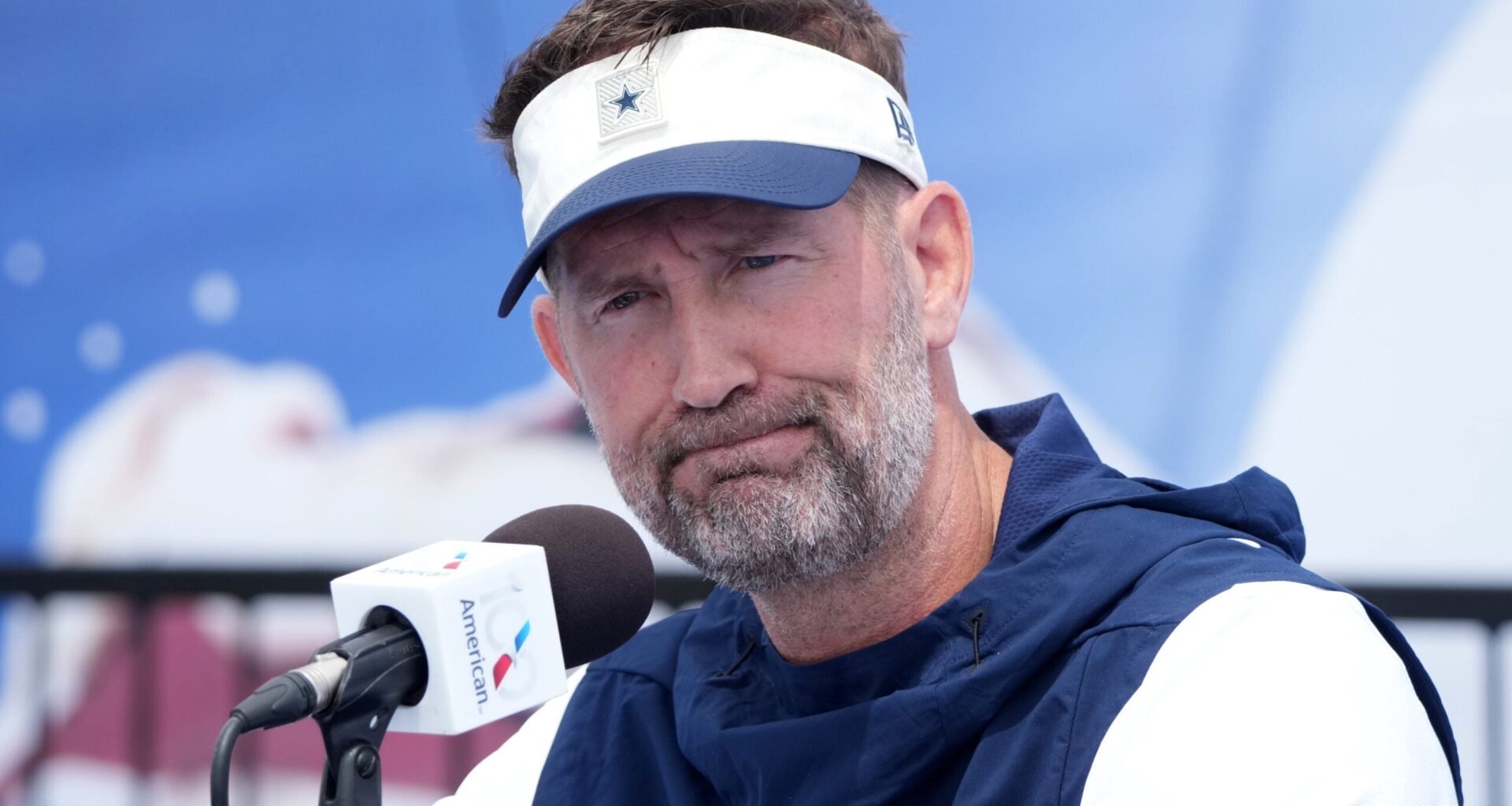 Jul 29, 2026; Oxnard, CA, USA; Dallas Cowboys Cowboys coach Brian Schottenheimer at training camp press conference at River Ridge Playing Fields.
