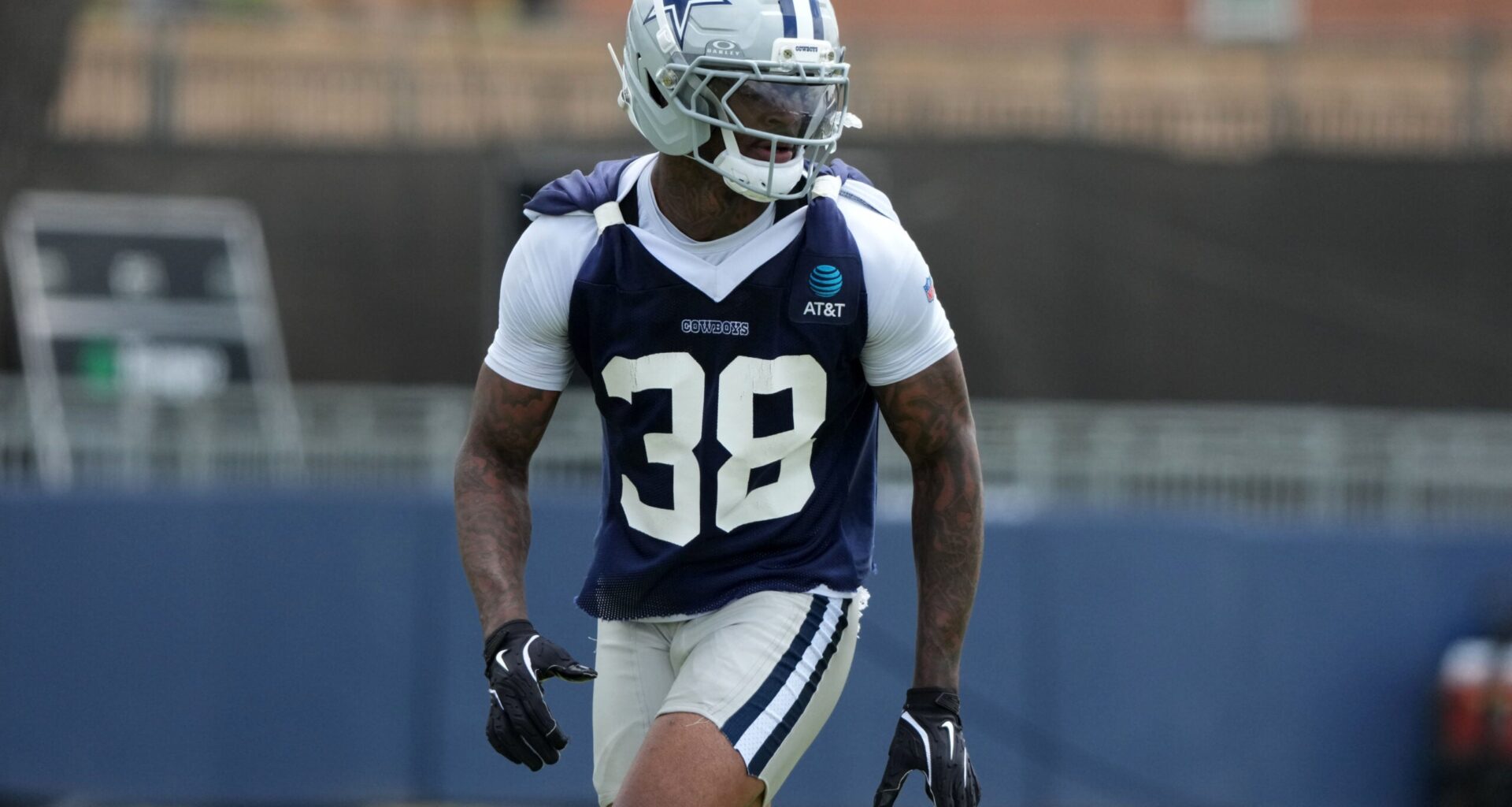 Jul 29, 2026; Oxnard, CA, USA; Dallas Cowboys safety Alijah Clark (38) at training camp at River Ridge Playing Fields.