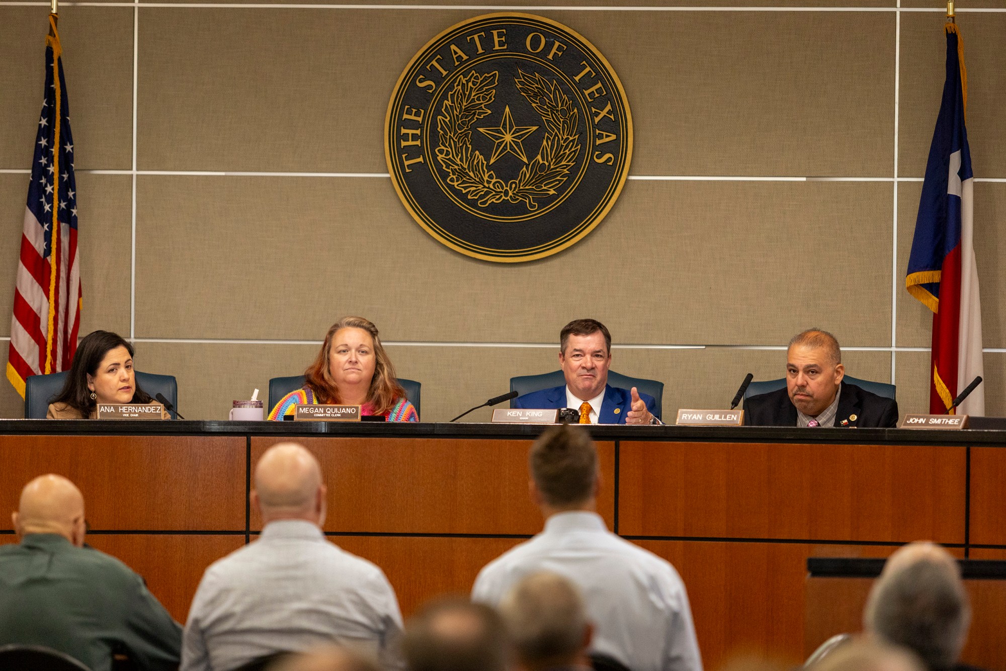 State Affairs Committee Chair Texas Rep. Ken King, R-Canadian, asks questions during testimony on data centers and 765-kV transmission lines in Austin on Wednesday, Aug. 19th, 2026.