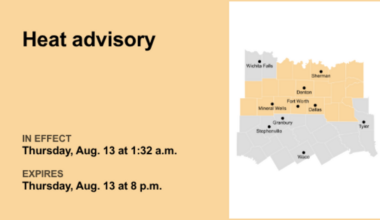 UPDATE: Heat advisory affecting North Texas until Thursday evening