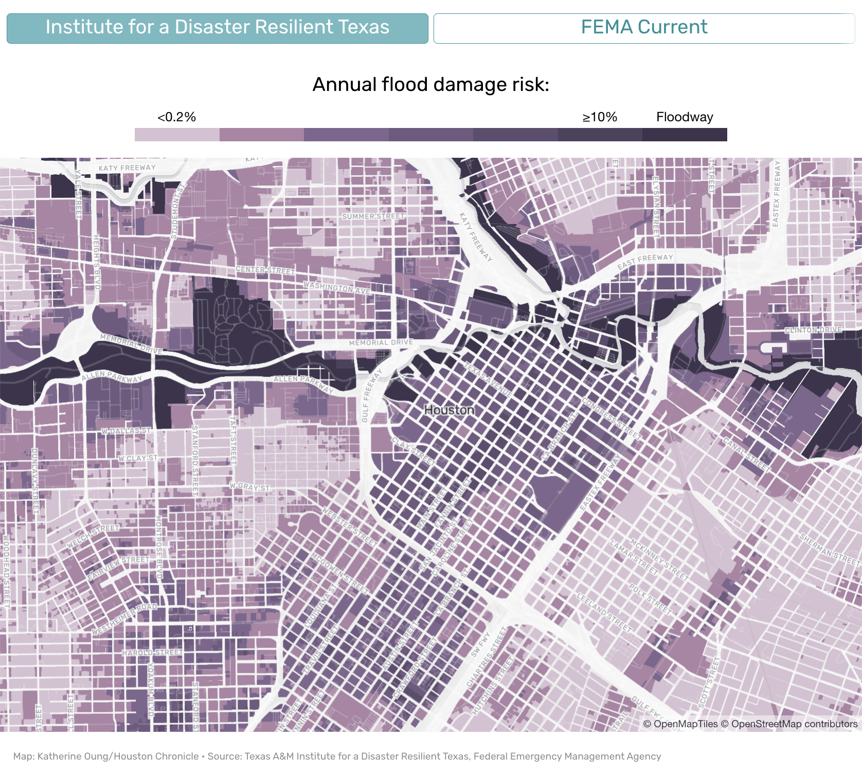 Downtown flood-risk comparison