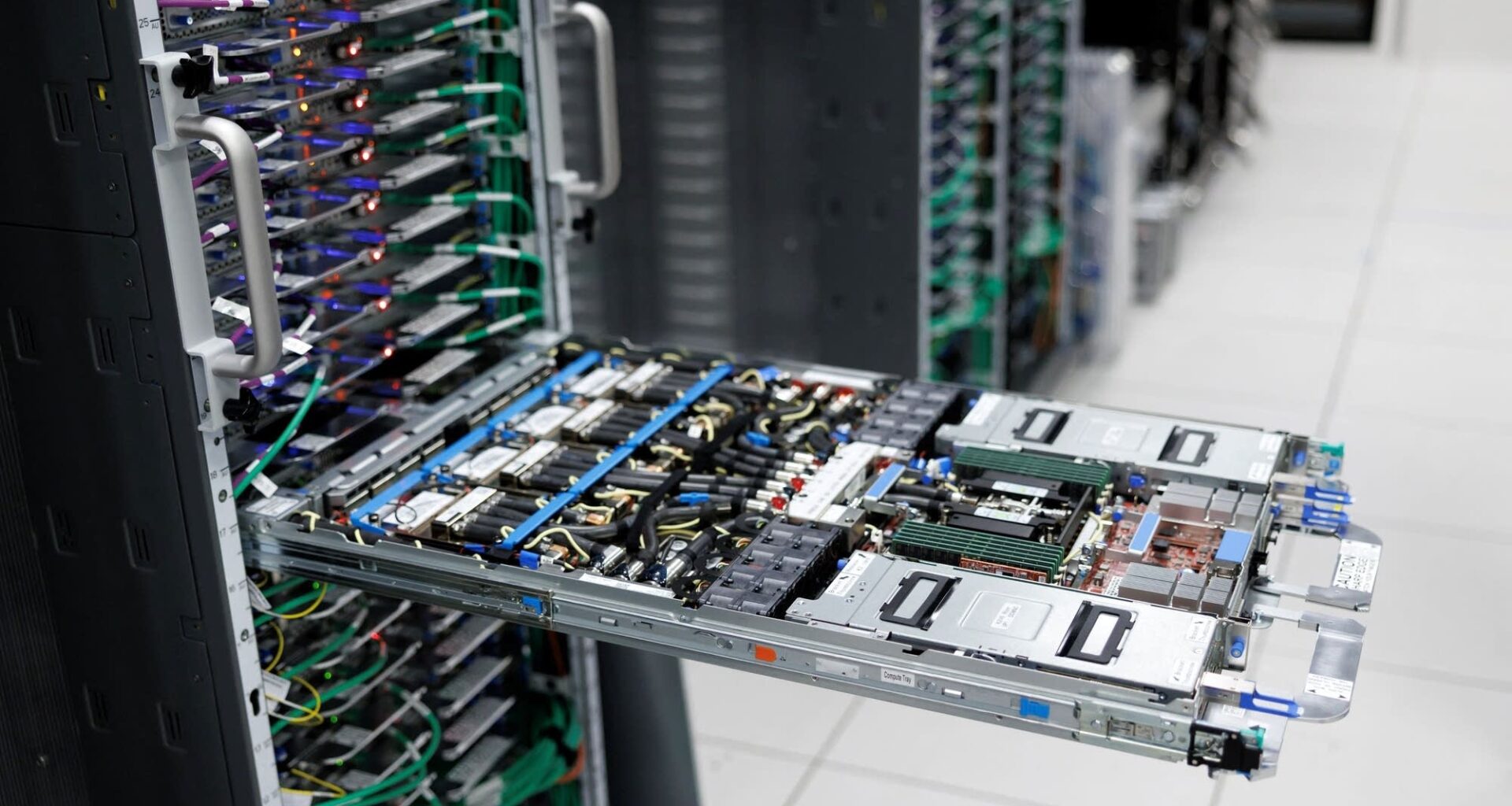 Inside an AI data center in Austin, Texas. Data centers are a big cause of heightened import prices right now.
