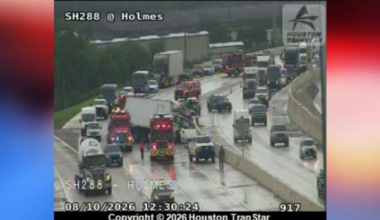 Multiple northbound lanes of Highway 288 blocked after accident involving heavy truck