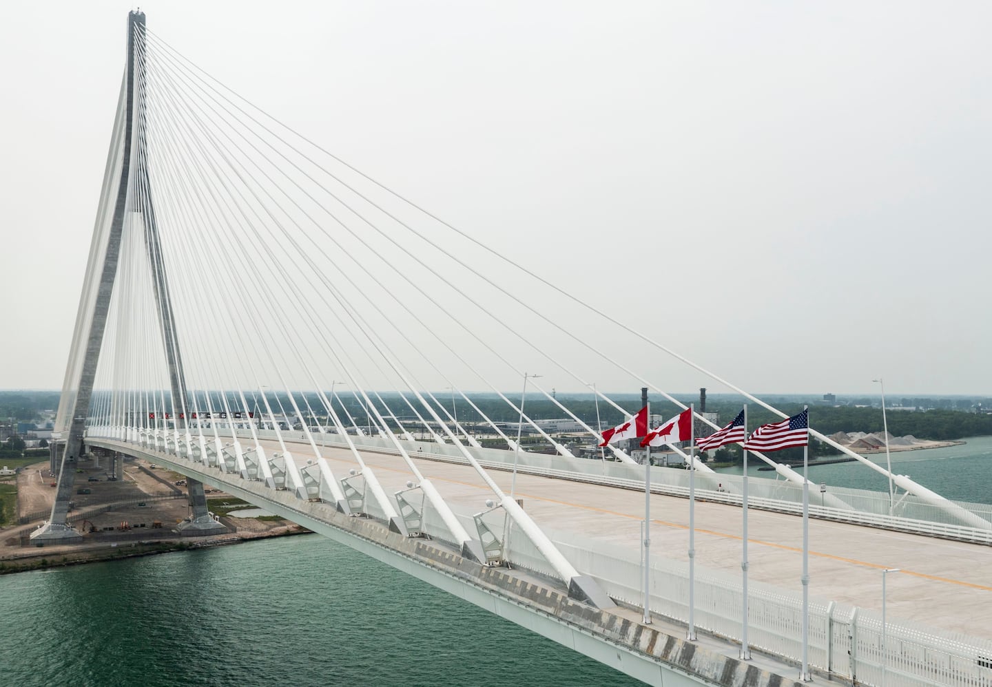 The Gordie Howe International Bridge between Detroit, Mich. and Windsor, Ontario on its opening day last Monday.