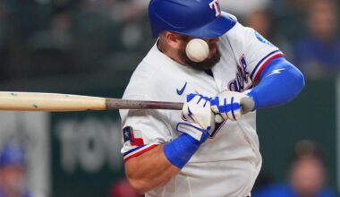 Rangers 1B Jake Burger leaves game with left wrist contusion |