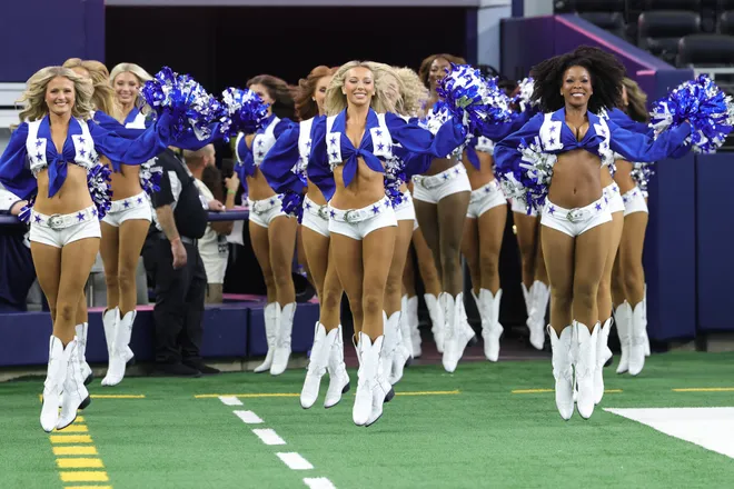 Aug 28, 2026; Arlington, Texas, USA; The Dallas Cowboys cheerleaders perform before the game against the New Orleans Saints at AT & T Stadium. Mandatory Credit: Kevin Jairaj-Imagn Images