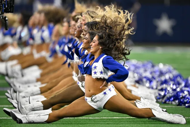 Aug 28, 2026; Arlington, Texas, USA; The Dallas Cowboys cheerleaders perform before the game against the New Orleans Saints at AT & T Stadium. Mandatory Credit: Jerome Miron-Imagn Images