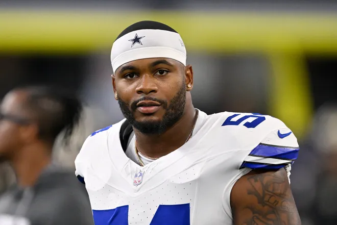 Aug 28, 2026; Arlington, Texas, USA; Dallas Cowboys linebacker Sam Williams (54) looks on during warm ups before the game against the New Orleans Saints at AT & T Stadium. Mandatory Credit: Jerome Miron-Imagn Images