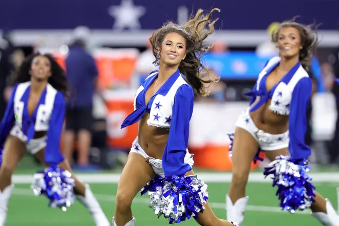 Aug 28, 2026; Arlington, Texas, USA; The Dallas Cowboys cheerleaders perform before the game against the New Orleans Saints at AT & T Stadium. Mandatory Credit: Kevin Jairaj-Imagn Images
