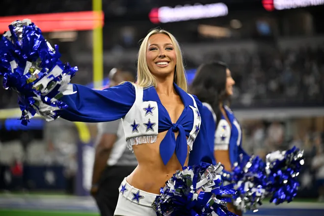 Aug 28, 2026; Arlington, Texas, USA; The Dallas Cowboys cheerleaders perform during the second half against the New Orleans Saints at AT & T Stadium. Mandatory Credit: Jerome Miron-Imagn Images
